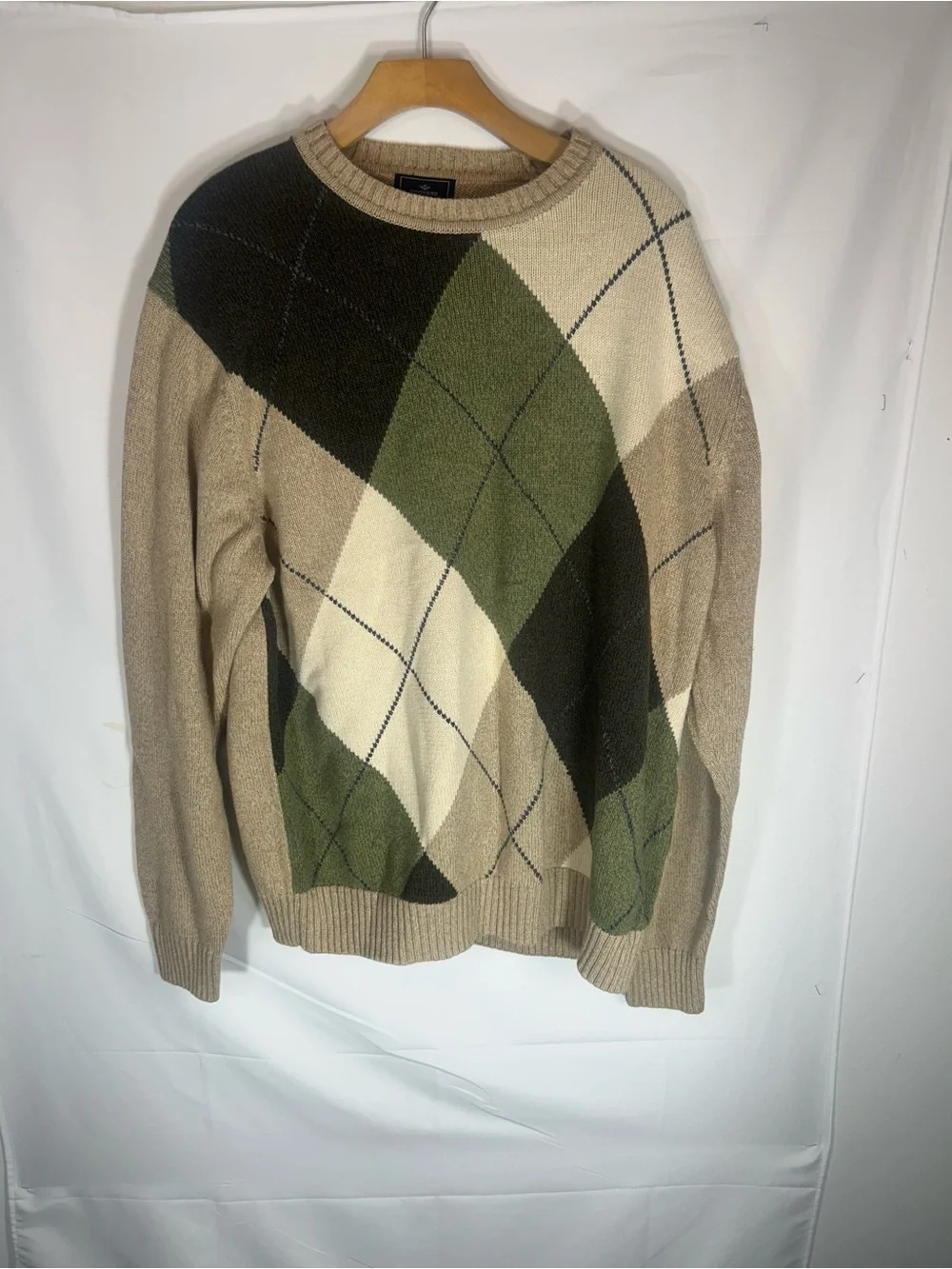 Dockers Men's Argyle Crewneck Sweater - Beige & Olive